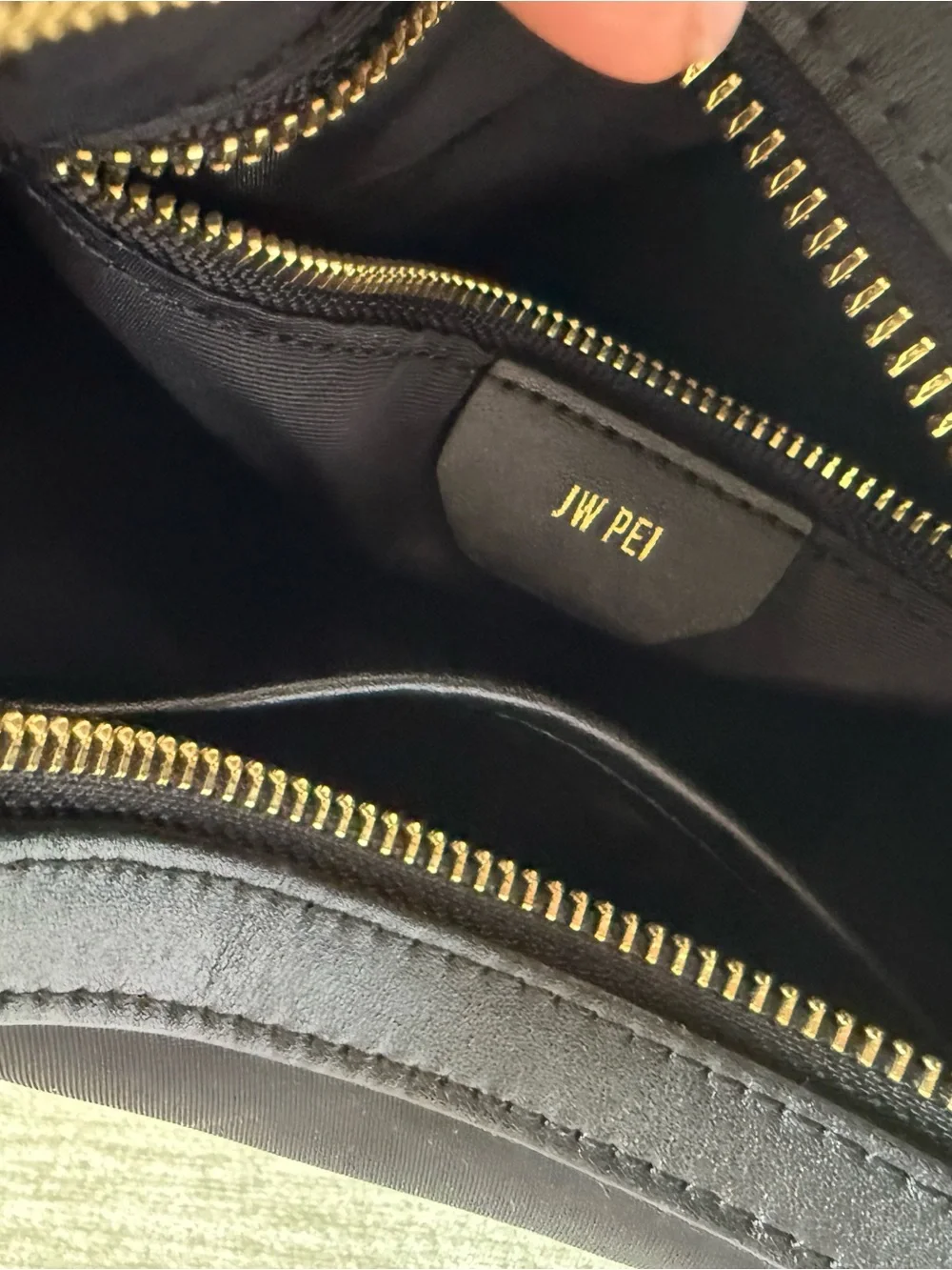 JW PEI Black Crescent Hobo with Gold Hardware